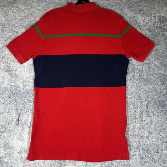 Polo Ralph Lauren VINTAGE SS Rugby Polo Men's M Red Blue Colorblock Yellow Pony - Picture 14 of 16
